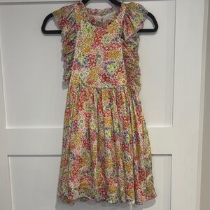 Colorful Floral Kids Dress with Ruffle Sleeves